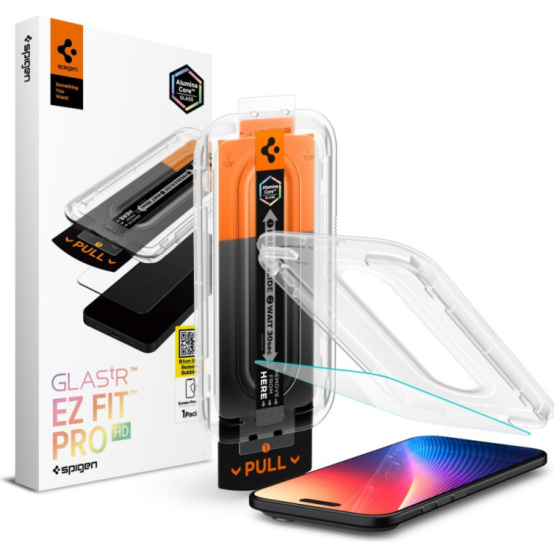 „Spigen Glas.TR EZ Fit Pro“ grūdinto stiklo apsauginis stiklas iPhone 17 Air telefonui – skaidrus