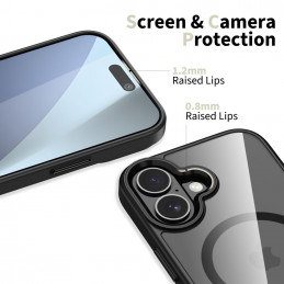„Tech-Protect MagMat MagSafe“ dėklas, skirtas „iPhone 17“ – skaidriai juodas