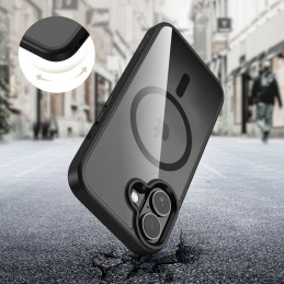 „Tech-Protect MagMat MagSafe“ dėklas, skirtas „iPhone 17“ – skaidriai juodas