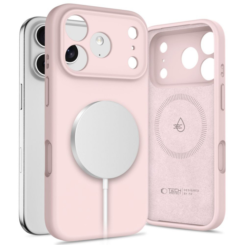 „Tech-Protect“ silikoninis „MagSafe“ dėklas, skirtas „iPhone 17 Pro“ – rožinis