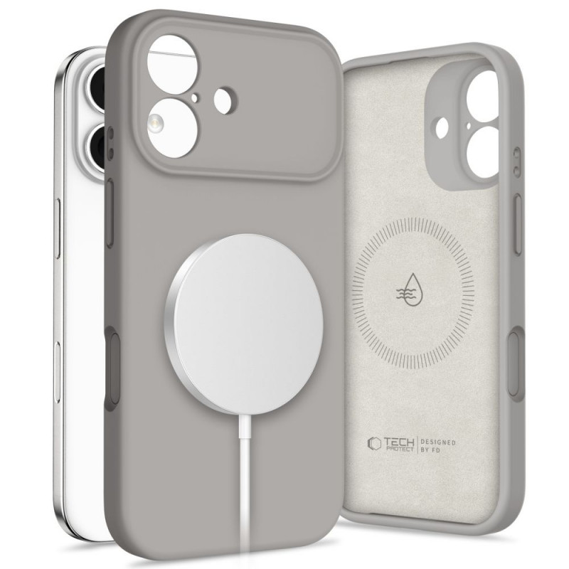 „Tech-Protect“ silikoninis „MagSafe“ dėklas, skirtas „iPhone 17“ – pilkas