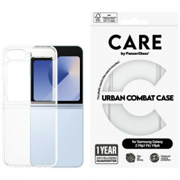 „CARE by PanzerGlass“ flagmaninis „Urban Combat“ dėklas, skirtas „Samsung Galaxy Z Flip 7 FE / Flip 6“ – skaidrus