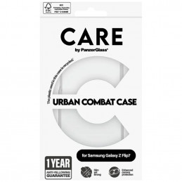 „CARE by PanzerGlass“ flagmaninis „Urban Combat“ dėklas, skirtas „Samsung Galaxy Z Flip 7“ – skaidrus
