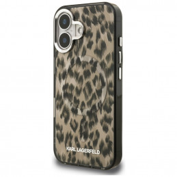 „Karl Lagerfeld IML“ leopardo rašto „MagSafe“ dėklas, skirtas „iPhone 16“ – rudas
