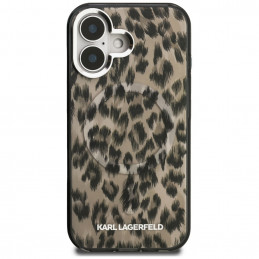 „Karl Lagerfeld IML“ leopardo rašto „MagSafe“ dėklas, skirtas „iPhone 16“ – rudas