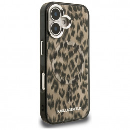 „Karl Lagerfeld IML“ leopardo rašto „MagSafe“ dėklas, skirtas „iPhone 16“ – rudas