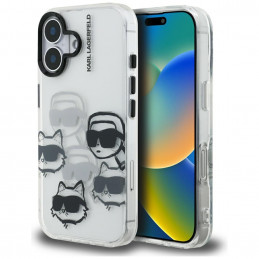Karl Lagerfeld IML Multi K&C galvos rašto dėklas, skirtas iPhone 16 - permatomas