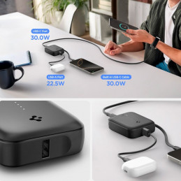 „Spigen Essential EA3010BT“ 10000 mAh 30W išorinė baterija – juoda