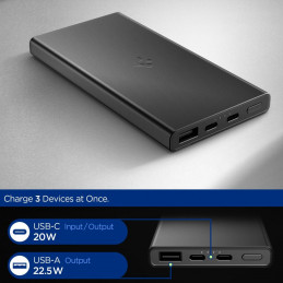 „Spigen Essential EA2210“ išorinė baterija, 10000 mAh, 22,5 W, juoda