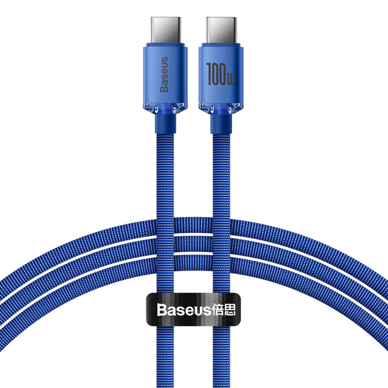 Baseus CAJY000603 USB-C – USB-C PD laidas 100W 5A 480Mb/ s 1,2m – mėlynas