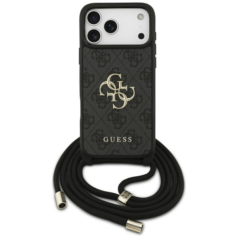 „Guess 4G Big Logo“ laido formos per petį dėklas, skirtas „iPhone 17 Pro Max“ – juodas