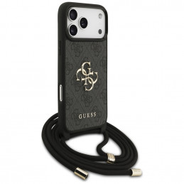 „Guess 4G Big Logo“ laido formos per petį dėklas, skirtas „iPhone 17 Pro Max“ – juodas