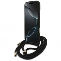 „Guess 4G Big Logo“ laido formos per petį dėklas, skirtas „iPhone 17 Pro Max“ – juodas