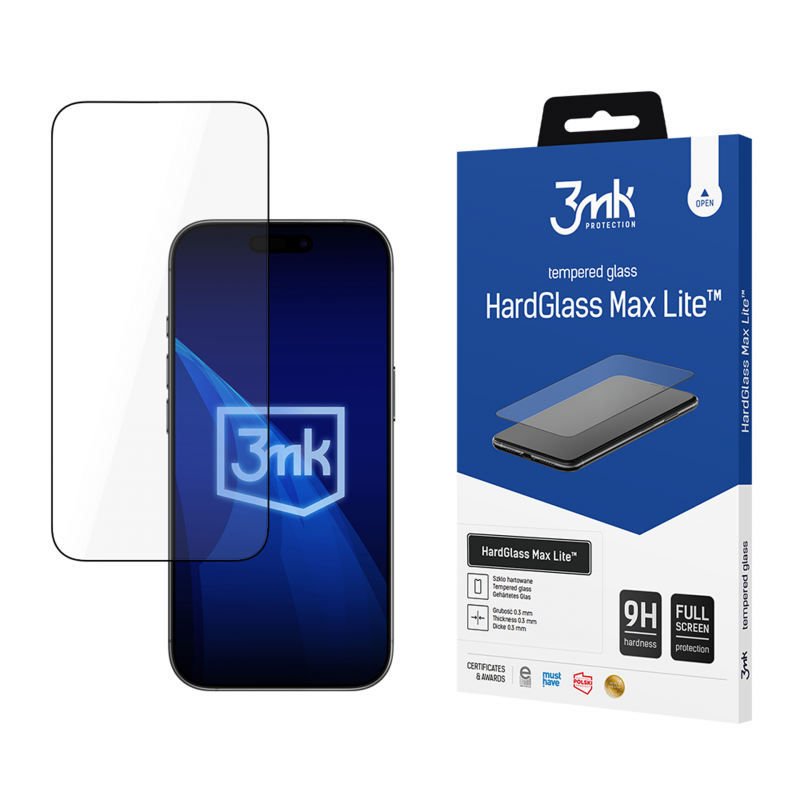 3mk HardGlass Max Lite juodas grūdintas stiklas iPhone Air