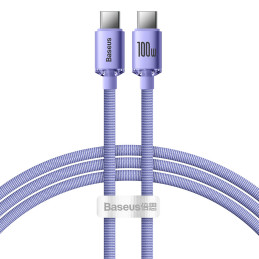 Baseus CAJY000701 USB-C – USB-C PD laidas 100W 5A 480Mb/ s 1,2m – violetinė