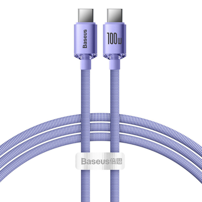 Baseus CAJY000701 USB-C – USB-C PD laidas 100W 5A 480Mb/ s 1,2m – violetinė