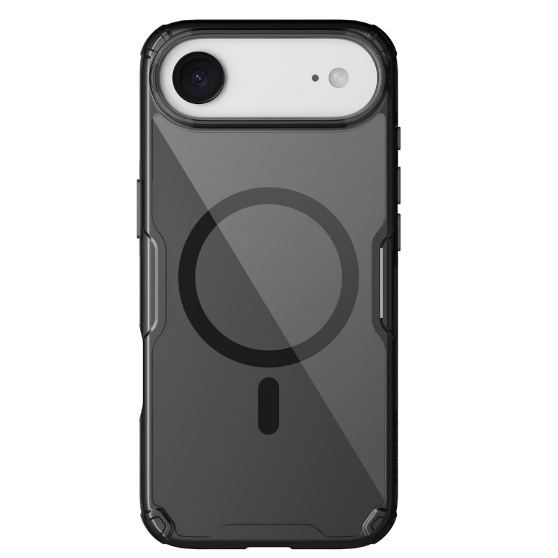 „Nillkin Nature TPU Pro“ magnetinis dėklas, suderinamas su „MagSafe“, skirtas „iPhone 17 Air“ – permatomas juodas