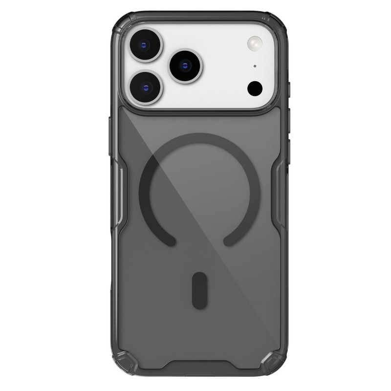 „Nillkin Nature TPU Pro“ magnetinis dėklas, suderinamas su „MagSafe“, skirtas „iPhone 17 Pro Max“ – permatomas juodas