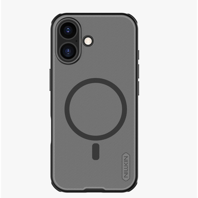 „Nillkin Super Frosted Shield Pro“ magnetinis dėklas, suderinamas su „MagSafe“, skirtas „iPhone 17“ – permatomas juodas