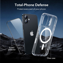 ESR Classic Hybrid MagSafe + grūdinto stiklo komplektas, skirtas iPhone 17 – skaidrus