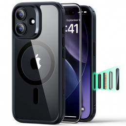 ESR Classic Hybrid MagSafe + grūdinto stiklo komplektas, skirtas iPhone 17 – skaidriai juodas