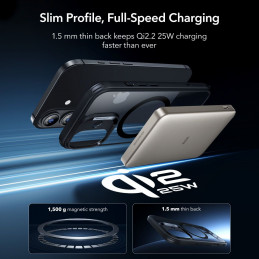 ESR Classic Hybrid MagSafe + grūdinto stiklo komplektas, skirtas iPhone 17 – skaidriai juodas