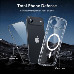 ESR Classic Hybrid MagSafe + grūdinto stiklo komplektas, skirtas iPhone 17 Air – skaidrus