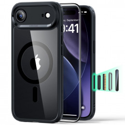 ESR Classic Hybrid MagSafe + grūdinto stiklo komplektas, skirtas iPhone 17 Air – skaidriai juodas