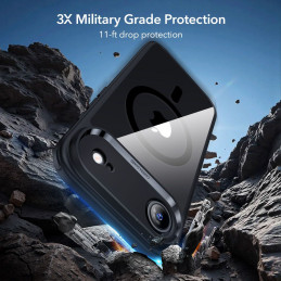 ESR Classic Hybrid MagSafe + grūdinto stiklo komplektas, skirtas iPhone 17 Air – skaidriai juodas