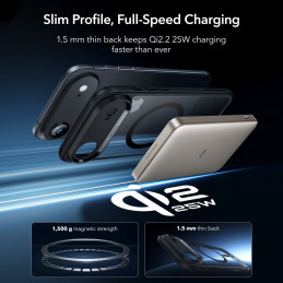 ESR Classic Hybrid MagSafe + grūdinto stiklo komplektas, skirtas iPhone 17 Air – skaidriai juodas