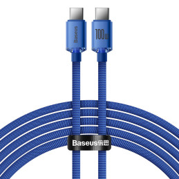 Baseus CAJY000703 USB-C – USB-C PD laidas 100W 480Mb/ s 2m – mėlynas