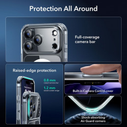 ESR Classic Hybrid MagSafe + grūdinto stiklo komplektas, skirtas iPhone 17 Pro – skaidrus