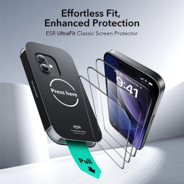 ESR UltraFit grūdinto stiklo 2 vnt. pakuotė, skirta iPhone 16 Pro / 17 - skaidrus