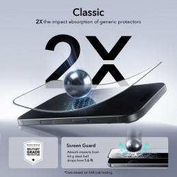 ESR UltraFit grūdinto stiklo 2 vnt. pakuotė, skirta iPhone 16 Pro / 17 - skaidrus