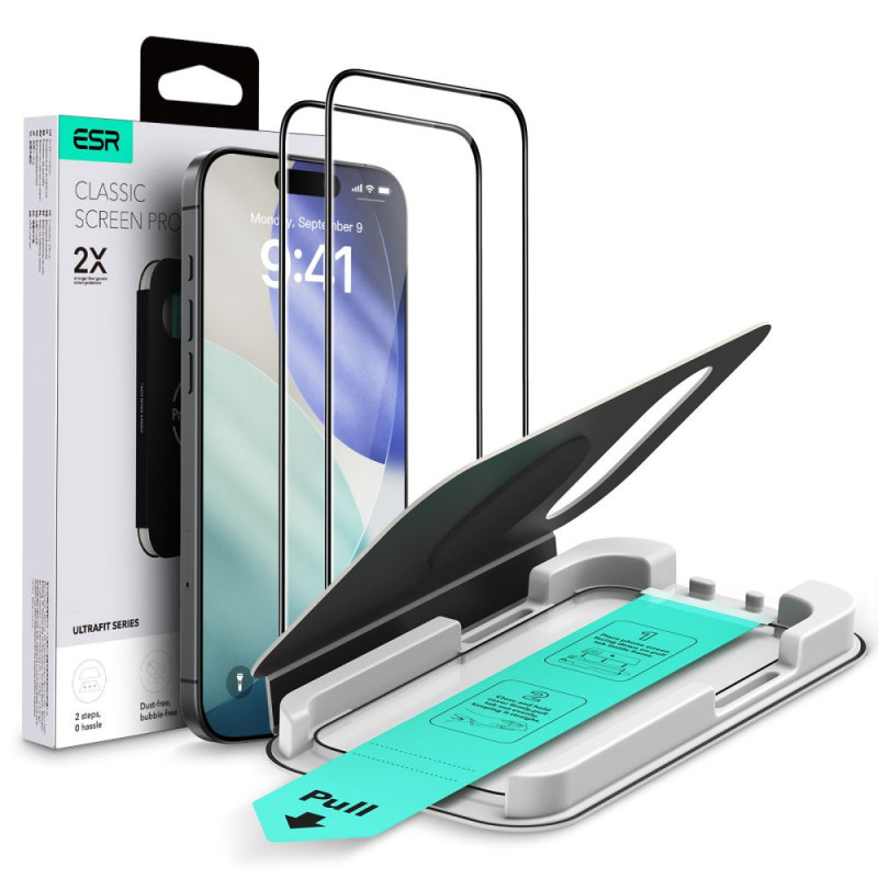 ESR UltraFit grūdinto stiklo 2 vnt. pakuotė, skirta iPhone 17 Air - skaidrus