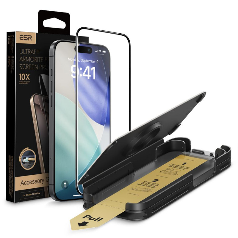 ESR UltraFit Armorite Pro grūdintas stiklas iPhone 17 Pro telefonui – skaidrus
