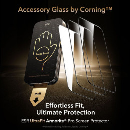 ESR UltraFit Armorite Pro grūdintas stiklas iPhone 17 Pro telefonui – skaidrus