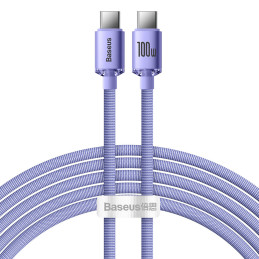 Baseus CAJY000705 USB-C – USB-C PD QC laidas 100W 5A 480Mb/ s 2m – violetinė