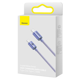 Baseus CAJY000705 USB-C – USB-C PD QC laidas 100W 5A 480Mb/ s 2m – violetinė