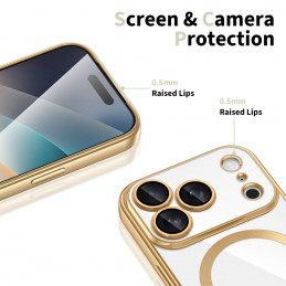 „Tech-Protect MagFlex MagSafe“ dėklas, skirtas „iPhone 17 Pro Max“ – permatomo aukso spalvos