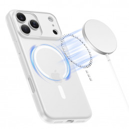 „Tech-Protect MagSlim MagSafe“ dėklas, skirtas „iPhone 17 Pro“ – matinės baltos spalvos