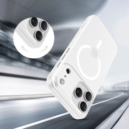 „Tech-Protect MagSlim MagSafe“ dėklas, skirtas „iPhone 17 Pro“ – matinės baltos spalvos