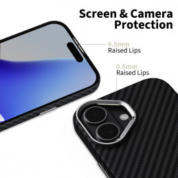 „Tech-Protect Ion Carbon MagSafe“ dėklas, skirtas „iPhone 17“ – juodas ir sidabrinis