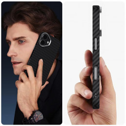 „Tech-Protect Ion Carbon MagSafe“ dėklas, skirtas „iPhone 17“ – juodas ir sidabrinis