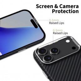 „Tech-Protect Ion Carbon MagSafe“ dėklas, skirtas „iPhone 17 Pro“ – juodas ir sidabrinis