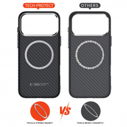 „Tech-Protect Ion Carbon MagSafe“ dėklas, skirtas „iPhone 17 Pro“ – juodas ir sidabrinis