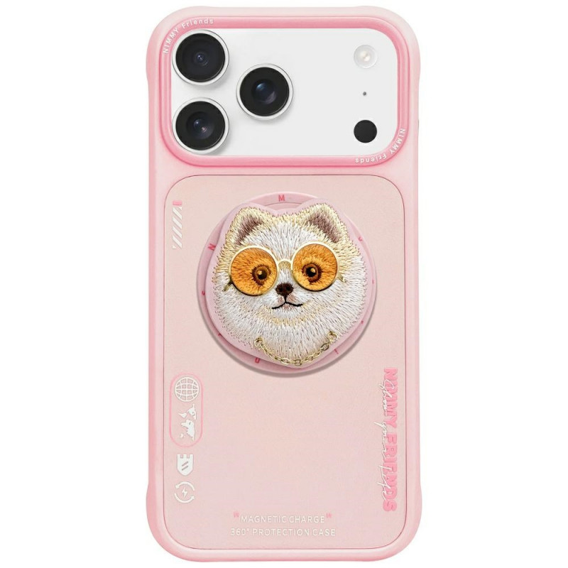 „Nimmy Glasses Cool Dog MagSafe“ dėklas, skirtas „iPhone 17 Pro Max“ – rožinis