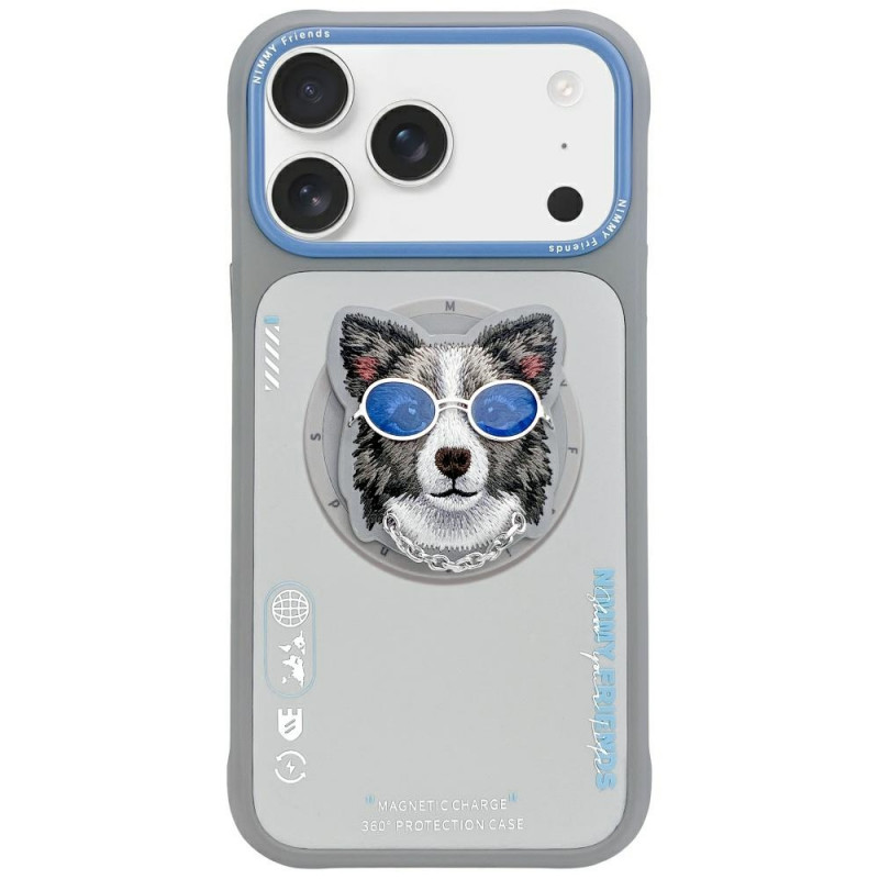 „Nimmy Glasses Cool Dog MagSafe“ dėklas, skirtas „iPhone 17 Pro“ – pilkas