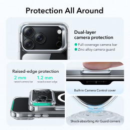 ESR klasikinis hibridinis „MagSafe“ dėklas su atramėle, skirtas „iPhone 17 Pro“ – skaidrus