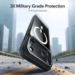 ESR klasikinis hibridinis „MagSafe“ dėklas su atramėle, skirtas „iPhone 17 Pro Max“ – skaidriai juodas